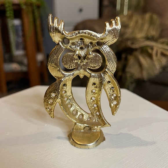 3.5” Vintage Brass Owl Earring Holder - Picture 3 of 7